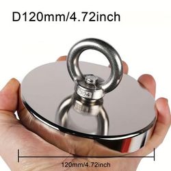 TEMU 120mm Heavy Duty Sturdy Metal Neodymium Magnet, N52 Fishing Magnet With Countersunk Ring Bolt, Recyclable