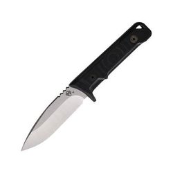 Medford Mizuchi Black G10 Fixed Blade Knife 8in Overall 4in Tumbled CPM-20CV Stainless Drop Point Blade Black G10 Handle Black Kydex Belt Sheath
