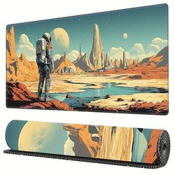 TEMU Desk Mat, Extended Gaming Mouse Pad (35.4x15.7in), Large Non-slip Rubber Base Mousepad With Stitched , Keyboard Mouse Mat Desk Pad For Work, Game, Office, Home - Astronaut