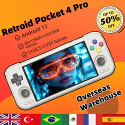 Retroid Pocket 4 Pro Retro Handheld Game Consoles 4.7 Inch Screen 8G+128G Android 13 Bluetooth 512G PSP PS2 3DS Games Men gifts