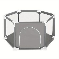 TEMU 6 Sides Playpen By House & Round Zipper Door Playpen