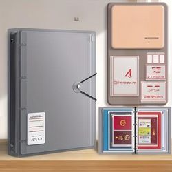 TEMU Expandable Family Document Organizer Binder With Multi-pockets - Pp Material File Jackets & Pockets For A4 Letters & Birth Certificates