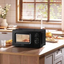 TEMU Comfee' Black 20l Compact Microwave Oven| Microwave Oven 700w - Manual Control Countertop Oven With Fast Function, 5 Heat Settings & Retro Design | Solution For Small Apartments & Office Pantries