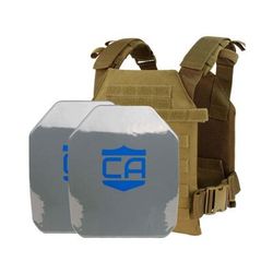 Caliber Armor AR550 Level III+ Quick Response Package w/PolyShield Spall Coat SAPI Style Coyote Brown Medium/2XL 19-AR550-QRP-SAPI-SPC-CB