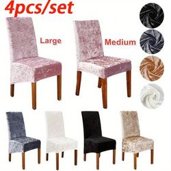 TEMU 4pcs/set Dining Stretch Removable Chair Covers Slipcover Wedding Banquet Home Seat Cover