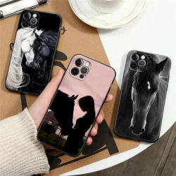 Horse Girl Animal Black Horses Phone Case For Apple iPhone 16e 16 15 14 13 12 11 Pro Max XR XS 7 8