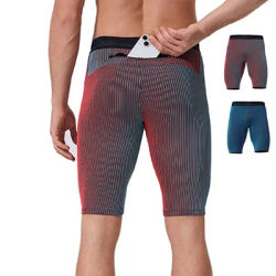 Marathon Compression Shorts Quick Dry Running Training Fitness Leggings Bodybuilding Tights Sports Men Gym Male with Waist Bag