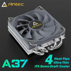 Antec A37 37mm ITX Low Profile CPU Cooler 92mm PWM fan 130W-TDP For Intel/AMD 12.8W/m.K Paste,I5-12400F/Ryzen-7500F Compatible