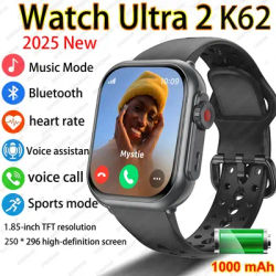 2025 nouvelle montre Ultra K62 1000 mAh montre intelligente hommes femmes 1.85 pouces HD plein écran tactile IP68 étanche Bluetooth appel Smartwatch
