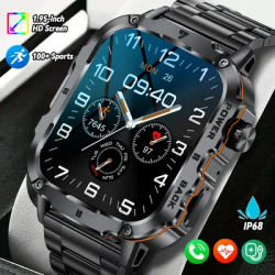 LIGE 2025 montre intelligente militaire robuste hommes montres d'extérieur lP68 étanche 1.95 "Al voix BT appel homme Smartwatch pour Android IOS