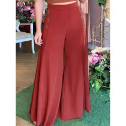 Pantalon taille haute à jambes larges pour femmes, avec bouton et taille élastique, nouvelle collection printemps été