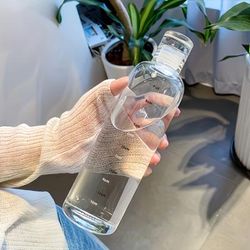 TEMU Polycarbonate Water Bottle With Time Marker - Leakproof, Reusable, 16.91 Oz, Round, Lightweight Design For Gym, Hiking, Sports - Hand Wash Only