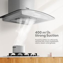 TEMU Comfee' 60cm Stainless Steel Chimney Cooker Hood (model: Glav17ss-60) - 600mm Kitchen Extractor Fan With Energy Saving Led Lighting& Glass Extractor Hoods [energy ]