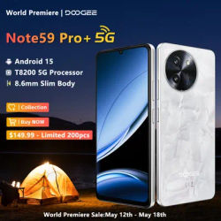 DOOGEE NOTE 59 PRO+ 5G Smartphone 6.75” 120Hz Screen 6250mAh Battery 12+512GB 50MP AI Camera 8.6mm Ultra-thin Android 15 Phone