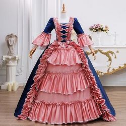 Vintage Rococò Rinascimento Maxi Vestito Normale A sbuffo Principessa Sposa Pieghettato Con Volant Principessa Girocollo Costume Per donna Halloween Carnevale Mascherata Feste Halloween Performance