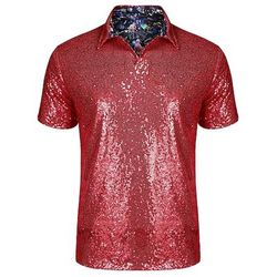 Retrò Vintage Anni '70 Rave T-shirt Polo Maniche corte Disco Paillettes Costume Per uomo Halloween Carnevale Festival Musicale Parata dell'Orgoglio Mese dell'orgoglio Adulti Maglietta Primavera
