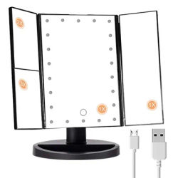 Vanity Mirror with Adjustable Touch Screen, Vanity Mirror, Chargeable, Cosmetic Mirror, 1x, 2x, 3x Magnification