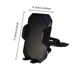TEMU Automatic Locking Car Phone Holder - Cd Slot Mount, Abs Material, For Visibility, Black Hexagonal Design, Phone Holder For Car