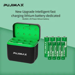 PUJIMAX 1.5V Curved Appearance Battery Charger AA/AAA Lithium Battery Charger Charging 4 AA+4 AAA Rechargeable Li-ion Batteries