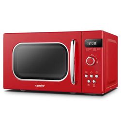 TEMU Comfee' Retro Style 800w 20l Microwave Oven With 8 Auto Menus, 5 Cooking Power Levels, And Cook Button - Red - Cm-m202raf (rd)