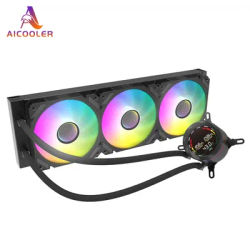 AICOOLER 120mm ARGB AIO Liquid CPU Cooler - Intel/AMD Compatible Water Cooling with Temperature Display, PWM Silent Fan, High-Ef