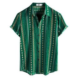 Retrò Vintage Boho Anni '70 Camicia Camicie hawaiane Hippie Tribale Etnico Costume Per uomo Halloween Carnevale Festival Musicale Vacanza al Mare Festa a tema retrò Adulti Camicia