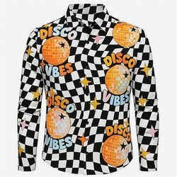 Retrò Vintage Anni '70 Camicia Disco Geometrico Costume Per uomo Halloween Carnevale Parata dell'Orgoglio Mese dell'orgoglio Festival Adulti Camicia