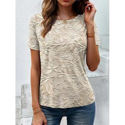 T-Shirt da donna 3D Print Grafica Floreale Piante Vintage Elegante Classica a Manica Corta Collo a Giro Collo Rotondo Regolare Tops Giornaliero Stampato Rosa Khaki Blu Chiaro Estate