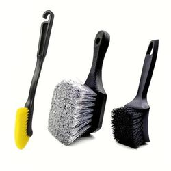 TEMU 3pcs Set Of Car Tire And Wheel Cleaning Brushes, Pp Material Car Wash Towels Cleaning Tools