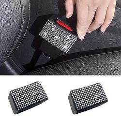 TEMU 2pcs Bling Rhinestone Car Seat Belt Covers, Pvc Front Seatbelt Pads, Decorative And Protective, Anti-scratch And Anti-wear, For