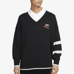 Nike Official Authentic Spring New Men's Retro Casual Knit V-Neck Sweatshirt DX0009-010