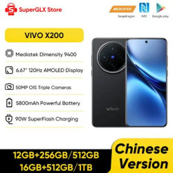 New VIVO X200 Mobile Phone Chinese Version Dimensity 9400 6.67" AMOLED 120Hz Screen 50MP Camera 5800mAh 90W Charger OTA Update
