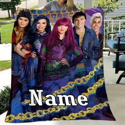TEMU Personalized Flannel Blanket – Custom Name Design, Colorful Movie-themed Print With Golden Chains, Sofa Throw For Home Decor, Travel, Birthdays & Christmas Gifts