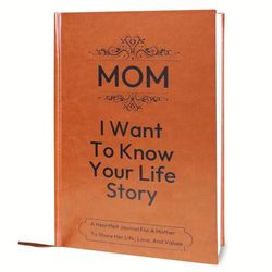 "TEMU Moments: Leather-bound Hardcover Journal For Mom - "i Want To Story" - Mother’s Day & Birthday Gift, 100gsm Paper, Orange Cover With Elegant , Mothers Day Gifts For Mom"
