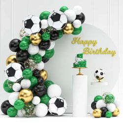 Guirlande de ballons en aluminium, vert, blanc, noir, ensemble d'arc, fête d'anniversaire pour enfants, décorations de fête sur le thème du Football, réception-cadeau pour bébé