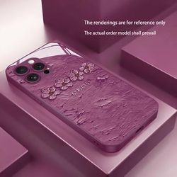 TEMU For Iphone15/14/13/12/11/xsm/xr/xs/x/ Phone Case, Fashionable,, Simple Flower, Tempered Glass, Anti-fall Protective Case
