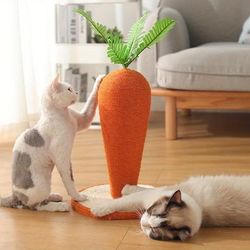 TEMU Cat Scratching Post, Cute Carrot Scratching Post, Nature Sisal Cat Scratcher For Indoor Cats And Kittens 30*30*65cm