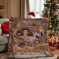 TEMU Labyrinth Movie-inspired Flannel Blanket - Soft Throw With Jareth & , For Fans, Home, Office & Travel, Accessory | Mystical Art Design | Plush Flannel Fabric