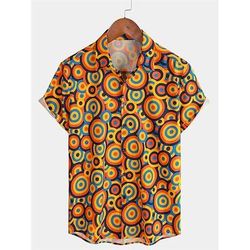 Retrò Vintage Anni '70 Camicia Camicie hawaiane Disco Geometrico Psichedelico Costume Per uomo Halloween Carnevale Festival Musicale Parata dell'Orgoglio Mese dell'orgoglio Adulti Camicia