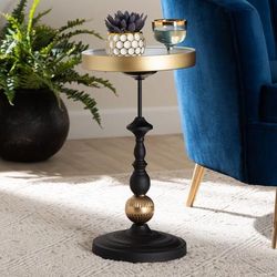 Javion Modern Glam Round Accent Side Table by Baxton Studio in Black (Size ONE SIZE)