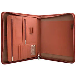 Leather Folder Zippered Closure Portfolio for Business IPad/Table and Card Interview Resume Binder