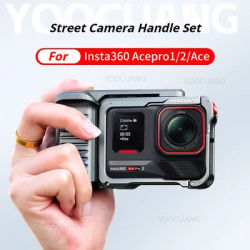 For Insta360 Ace Pro 2 Metal StreetGrip Vlog Grip Mount Metal Quick Release Rabbit Cage Magnetic Protective Sleeve Accessories