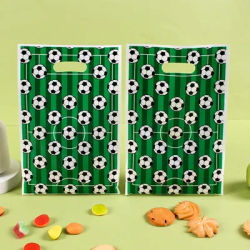 Sacs cadeaux de Football verts, 10/20/50 pièces, sac d'emballage de bonbons et de biscuits pour enfants, fournitures de fête d'anniversaire sur le thème du Football