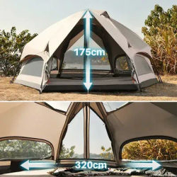 Hexagonal Mushroom Outdoor Tent Quick Open 3 4 5 6 Person Family UV Camping Mountaineering Car Self Driving Awning Beach