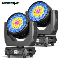 2PCS 19x15W Fascio di luce a testa mobile RGBW Illuminazione a LED Zoom Luci di lavaggio DMX Illuminazione ad effetto scenico per discoteca Party Concert Theater