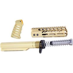 Guntec USA AR-15 Pistol Furniture Set With Miltube Gold Plated AR-PISTOL-SET-MIL-GP