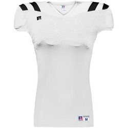 Russell Athletic R0100M Canton Football Jersey T-Shirt in White/Black size 3XL | Polyester/Spandex Blend
