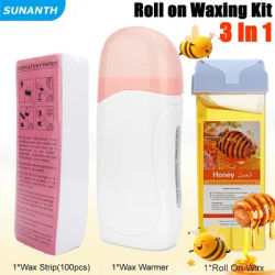 Unisex Roll On Waxing Kit Professional Depilatory Tool With Roller Wax Heater Hot Cartridge For Smooth Skin Heater Equipment