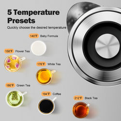 TEMU Keinve Electric Glass Kettle With Variable Temperature, Keep-warm, Auto Shut-off & Boil-, 3000w, 1.7l