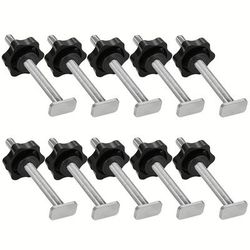 TEMU M8 Plum Hand-tightened T-type Screw 5pcs Set/10pcs Set Pure Copper Nut 100mm Long T-type Screw, Suitable For 19mm/30/45 Type Woodworking Track